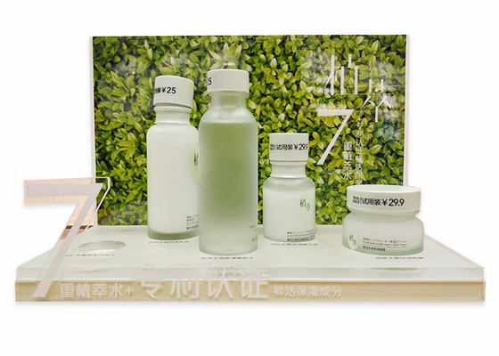 Armazenamento claro cosmético acrílico feito sob encomenda da composição do suporte de exposição para o shopping