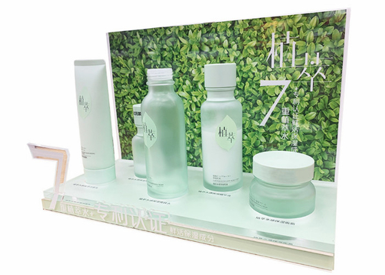 Armazenamento claro cosmético acrílico feito sob encomenda da composição do suporte de exposição para o shopping