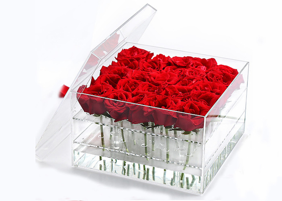 Os cubos acrílicos da exposição do espaço livre da flor de Rosa quebram fácil de limpar resistente