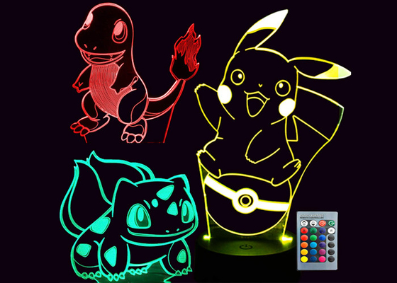 Projeto moderno material acrílico colorido da luz animal da noite do diodo emissor de luz da ilusão 3D