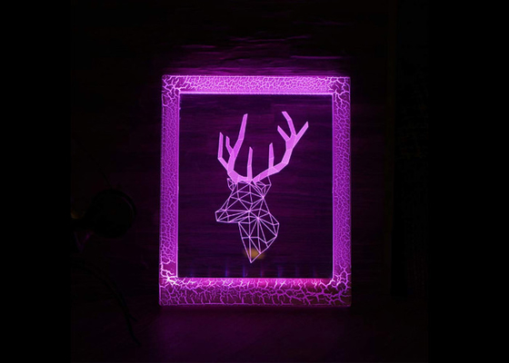 Luz home da noite da lâmpada do diodo emissor de luz da decoração 3D com o painel material acrílico do controlador remoto