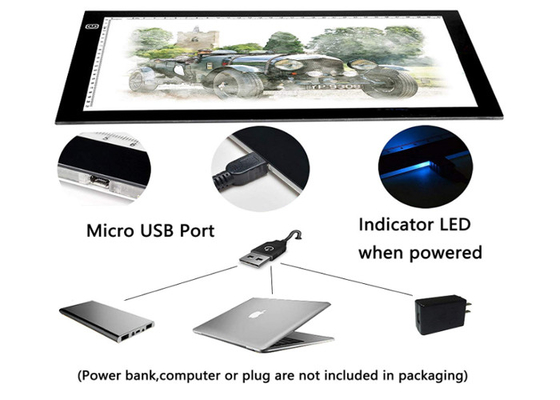 Arte gráfica do poder de USB da mesa de projeto da luz portátil do diodo emissor de luz A4 que segue a caixa leve