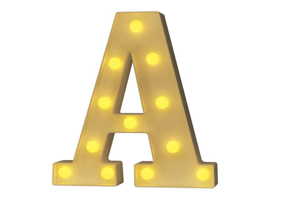 O alfabeto morno das letras do acrílico do diodo emissor de luz do branco 3D ilumina acima as letras A da decoração do sinal - Z