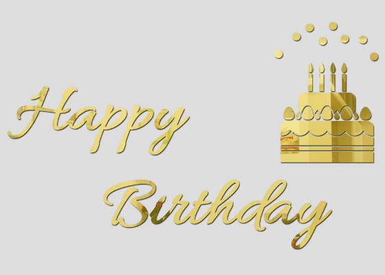 As letras acrílicas do diodo emissor de luz do feliz aniversario 3D muram autoadesivo destacável das etiquetas DIY