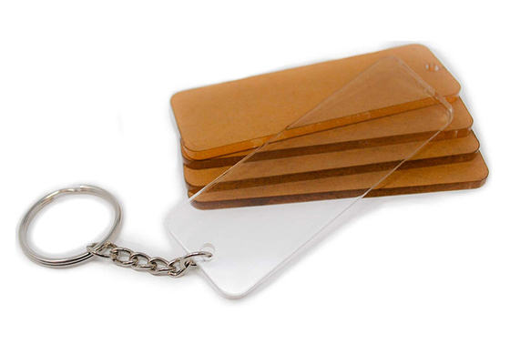 Acrílico feito sob encomenda de Keychain 3 polegadas de retângulos com hardware e arquivos cortados