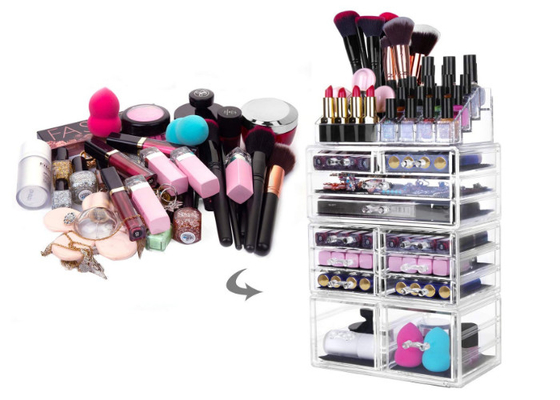 12 gavetas função acrílica das caixas de exposição do armazenamento da joia &amp; do cosmético multi